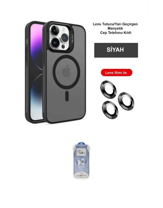 ieg™ iPhone 14 Pro Kılıf Akış Form - Siyah Joko Magic 5D Cam
