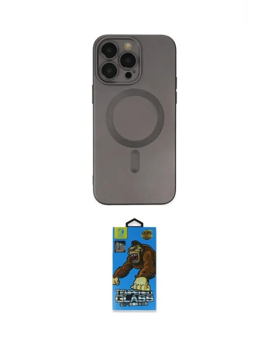 ieg™ iPhone 14 Pro Kılıf Akış Minimal Özel Seri - Siyah 18D Cam Ekran Koruyucu