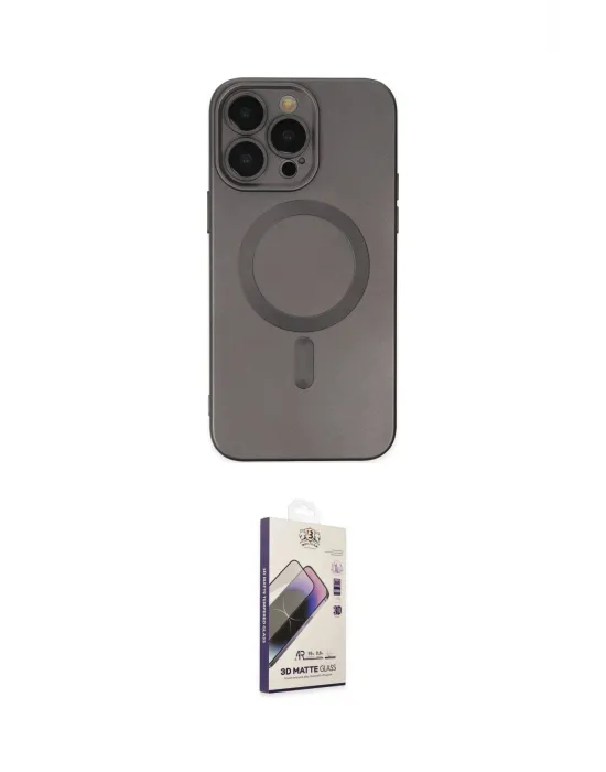 ieg™ iPhone 14 Pro Kılıf Akış Minimal Özel Seri - Siyah Bilvis 3D Mat Cam Ekran Koruyucu