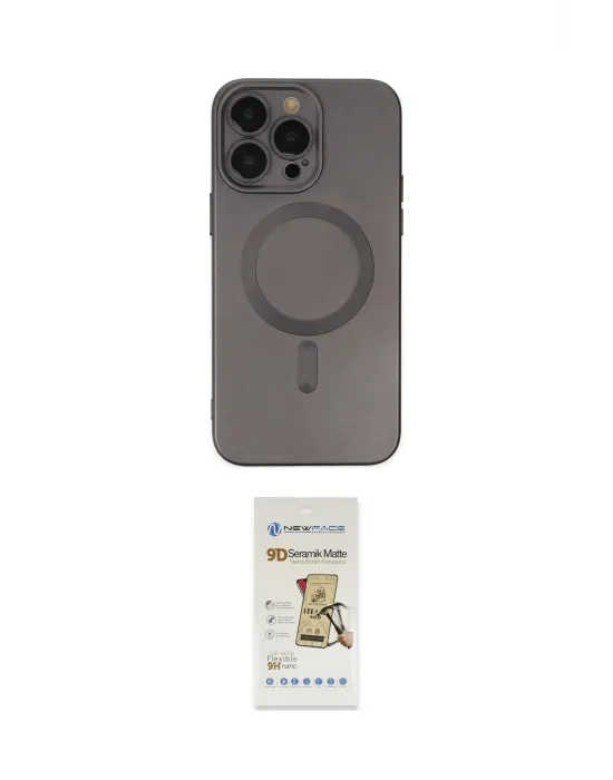 ieg™ iPhone 14 Pro Kılıf Akış Minimal Özel Seri - Siyah Mat Seramik Nano Ekran Koruyucu
