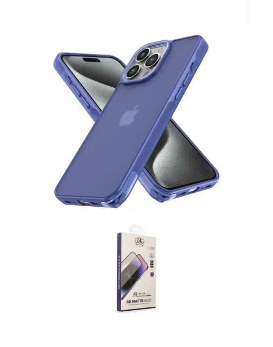 ieg™ iPhone 14 Pro Kılıf Atlas Form - Siyah Bilvis 3D Mat Cam Ekran Koruyucu