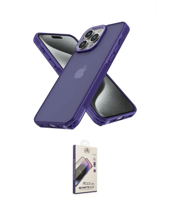 ieg™ iPhone 14 Pro Kılıf Atlas Form - Siyah Bilvis 3D Mat Cam Ekran Koruyucu