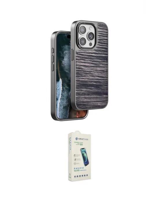 ieg™ iPhone 14 Pro Kılıf Atlas Minimal Özel Seri - Şeffaf Pasifik Cam Ekran Koruyucu