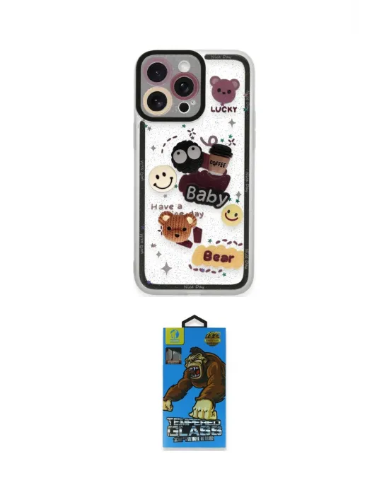 ieg™ iPhone 14 Pro Kılıf Çekirdek Asil - Siyah 18D Cam Ekran Koruyucu