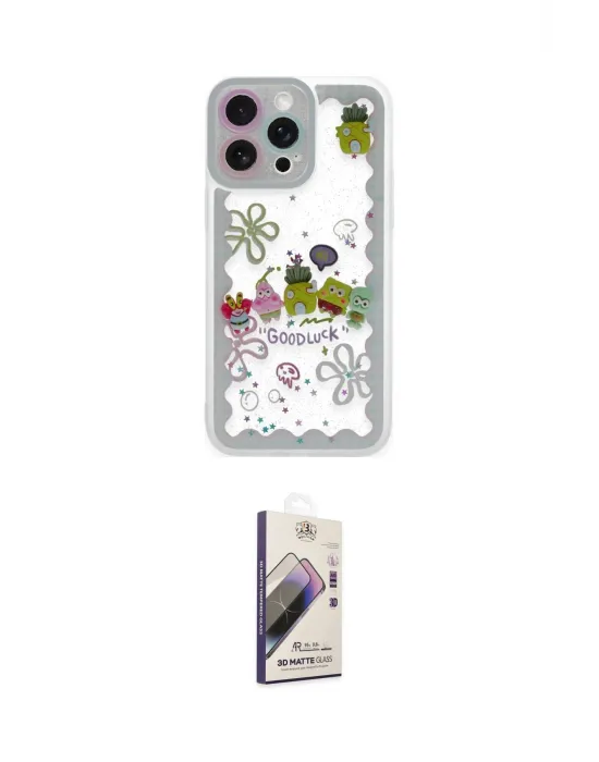 ieg™ iPhone 14 Pro Kılıf Çekirdek Asil - Siyah Bilvis 3D Mat Cam Ekran Koruyucu