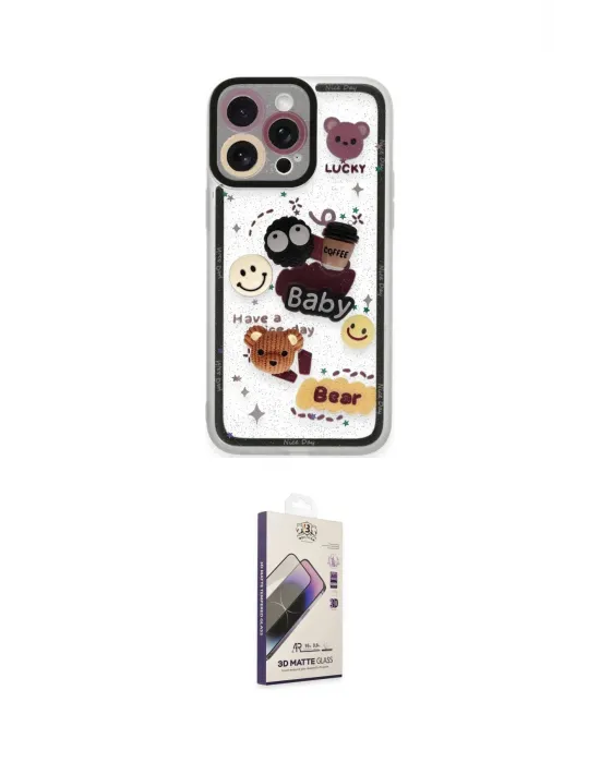 ieg™ iPhone 14 Pro Kılıf Çekirdek Asil - Siyah Bilvis 3D Mat Cam Ekran Koruyucu