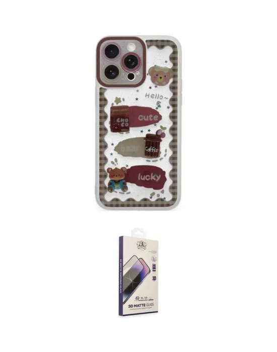 ieg™ iPhone 14 Pro Kılıf Çekirdek Asil - Siyah Bilvis 3D Mat Cam Ekran Koruyucu