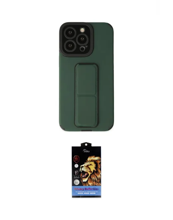 ieg™ iPhone 14 Pro Kılıf Çekirdek Yansıma - Siyah Buffer Hayalet Cam Ekran Koruyucu