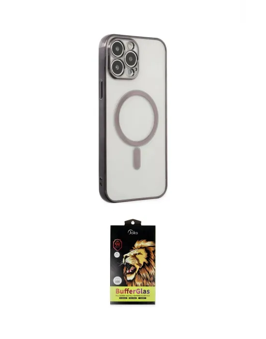 ieg™ iPhone 14 Pro Kılıf Doruk Minimal - Siyah Buffer Cam Ekran Koruyucu