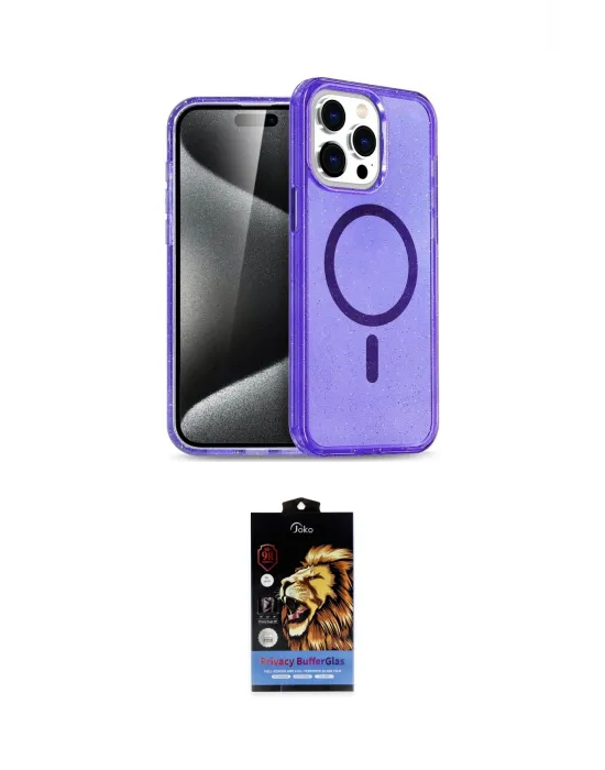 ieg™ iPhone 14 Pro Kılıf Eksen Doku Koleksiyonu - Siyah Buffer Hayalet Cam Ekran Koruyucu
