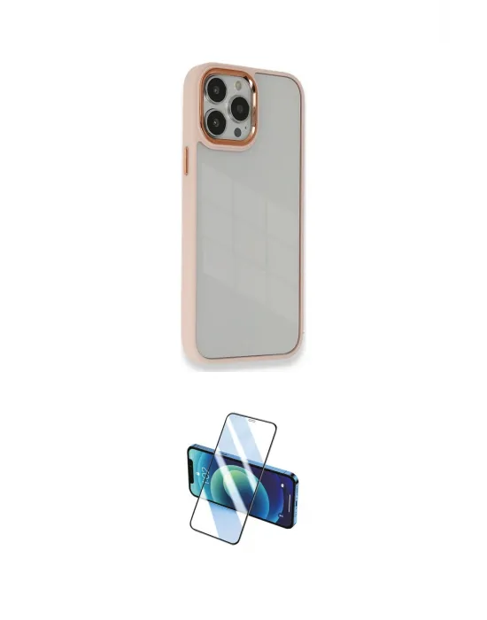 ieg™ iPhone 14 Pro Kılıf Eksen Doku Prime - Siyah 3D Antistatik Cam Ekran Koruyucu