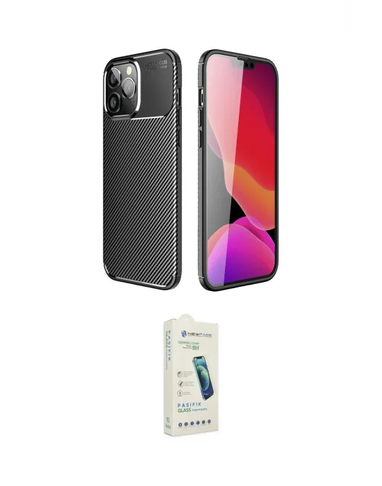 ieg™ iPhone 14 Pro Kılıf Eksen Form Prime - Şeffaf Pasifik Cam Ekran Koruyucu