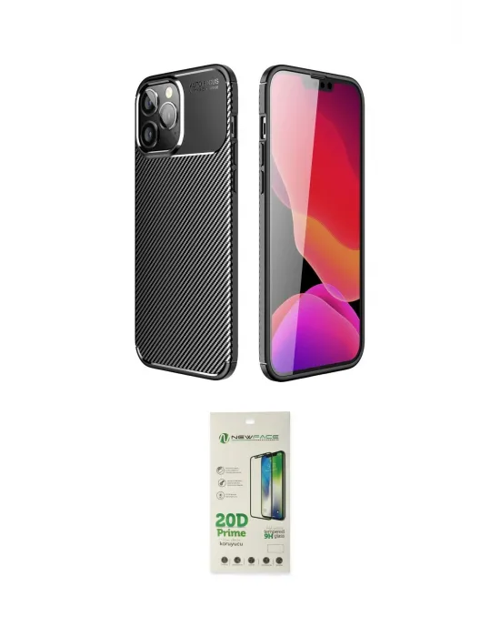 ieg™ iPhone 14 Pro Kılıf Eksen Form Prime - Siyah 20D Premium Cam Ekran Koruyucu