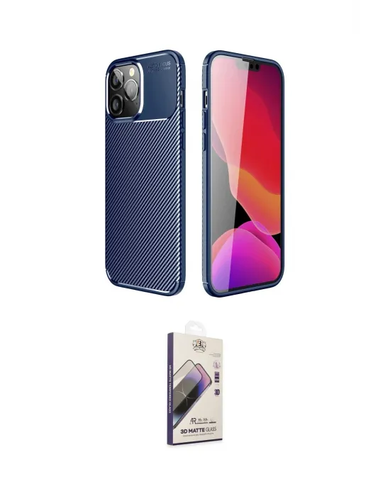 ieg™ iPhone 14 Pro Kılıf Eksen Form Prime - Siyah Bilvis 3D Mat Cam Ekran Koruyucu