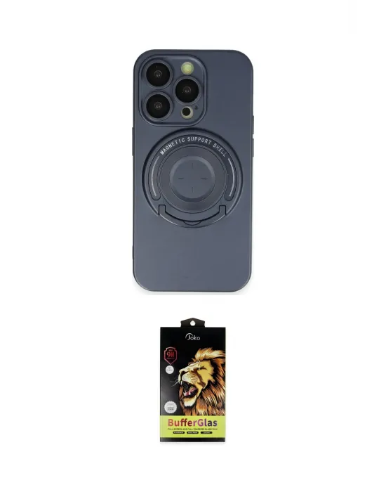 ieg™ iPhone 14 Pro Kılıf Eksen Klasik Prime - Siyah Buffer Cam Ekran Koruyucu