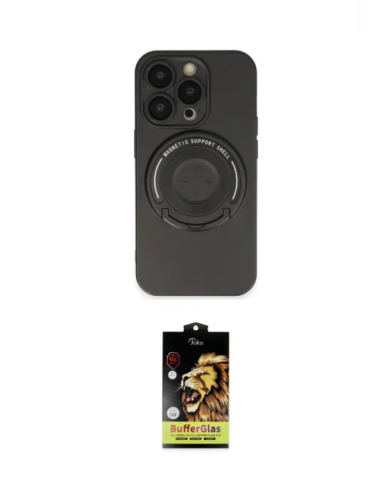 ieg™ iPhone 14 Pro Kılıf Eksen Klasik Prime - Siyah Buffer Cam Ekran Koruyucu
