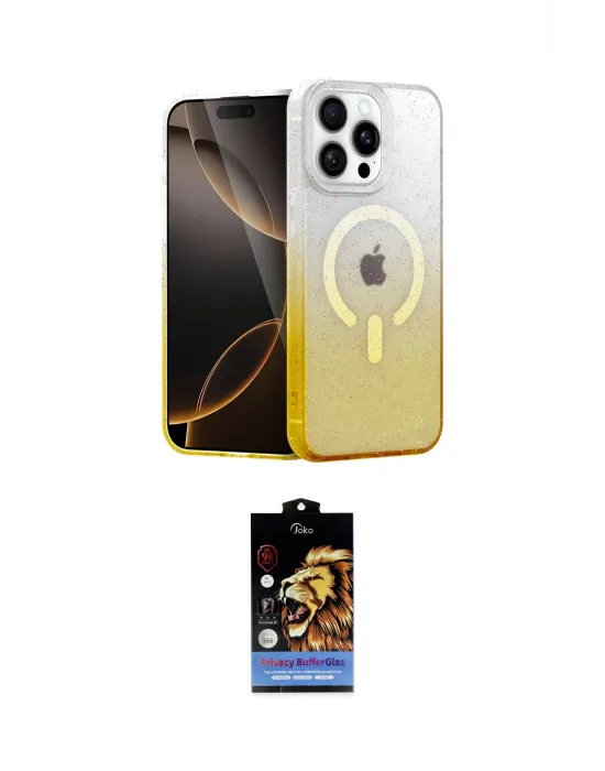 ieg™ iPhone 14 Pro Kılıf Eksen Minimal Özel Seri - Siyah Buffer Hayalet Cam Ekran Koruyucu