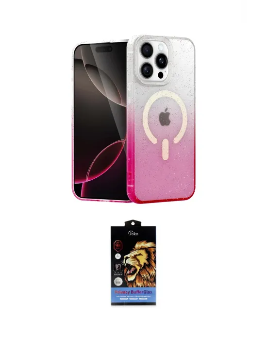 ieg™ iPhone 14 Pro Kılıf Eksen Minimal Özel Seri - Siyah Buffer Hayalet Cam Ekran Koruyucu