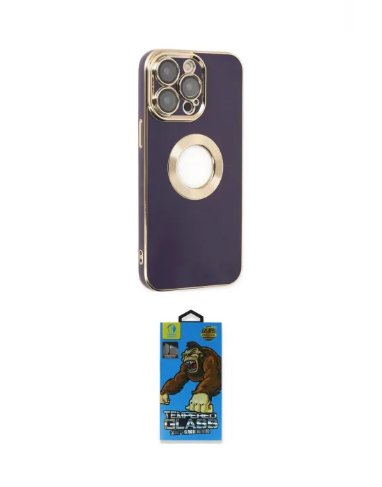 ieg™ iPhone 14 Pro Kılıf İz Form Serisi - Siyah 18D Cam Ekran Koruyucu