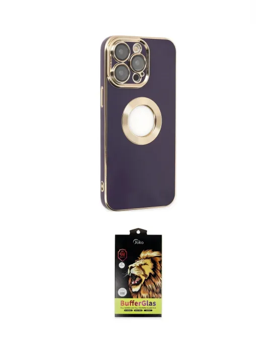 ieg™ iPhone 14 Pro Kılıf İz Form Serisi - Siyah Buffer Cam Ekran Koruyucu