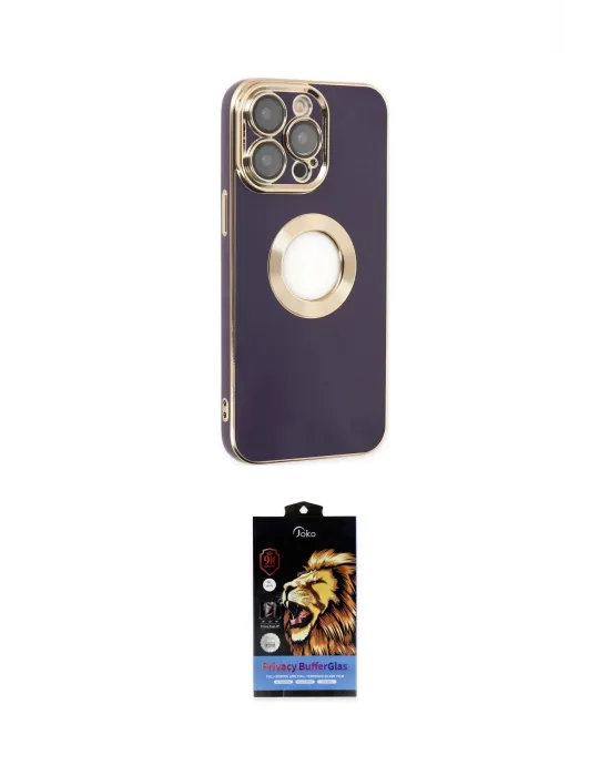 ieg™ iPhone 14 Pro Kılıf İz Form Serisi - Siyah Buffer Hayalet Cam Ekran Koruyucu