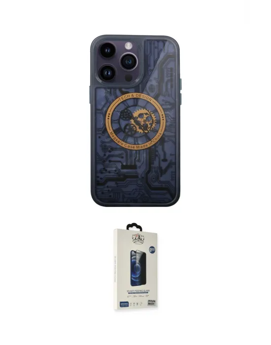 ieg™ iPhone 14 Pro Kılıf İz Form - Siyah Bilvis Hayalet Cam Ekran Koruyucu