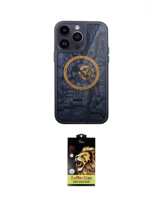 ieg™ iPhone 14 Pro Kılıf İz Form - Siyah Buffer Cam Ekran Koruyucu