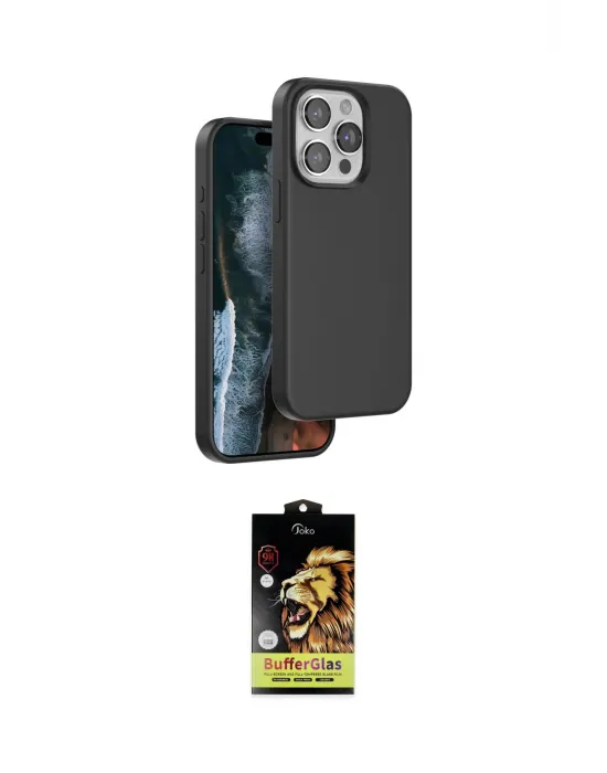 ieg™ iPhone 14 Pro Kılıf Kıvılcım Çizgi Serisi - Siyah Buffer Cam Ekran Koruyucu