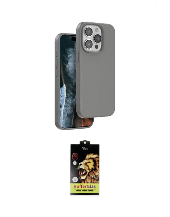 ieg™ iPhone 14 Pro Kılıf Kıvılcım Çizgi Serisi - Siyah Buffer Cam Ekran Koruyucu
