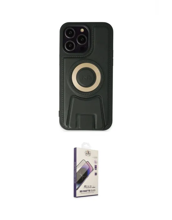 ieg™ iPhone 14 Pro Kılıf Kıvılcım Form Özel Seri - Siyah Bilvis 3D Mat Cam Ekran Koruyucu