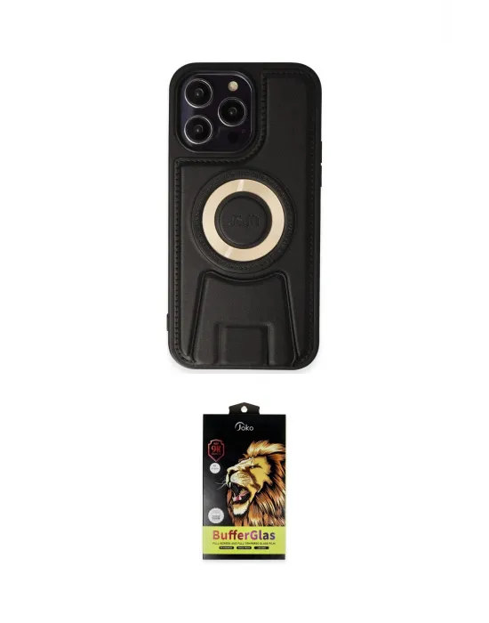 ieg™ iPhone 14 Pro Kılıf Kıvılcım Form Özel Seri - Siyah Buffer Cam Ekran Koruyucu