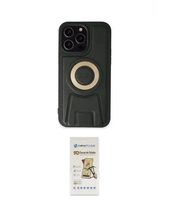 ieg™ iPhone 14 Pro Kılıf Kıvılcım Form Özel Seri - Siyah Mat Seramik Nano Ekran Koruyucu