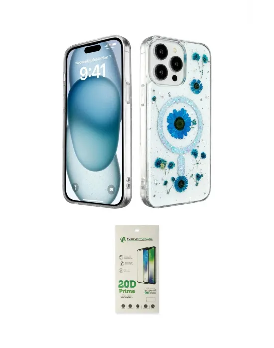 ieg™ iPhone 14 Pro Kılıf Kozmos Doku - Siyah 20D Premium Cam Ekran Koruyucu