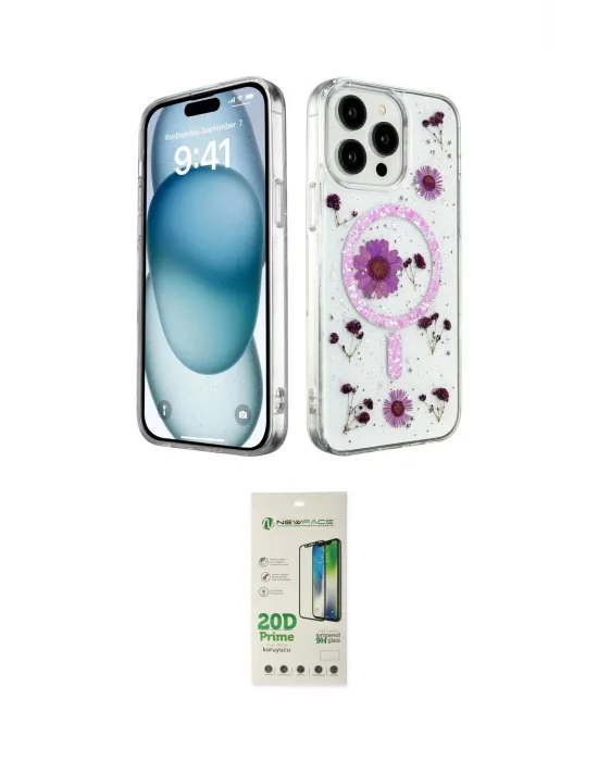ieg™ iPhone 14 Pro Kılıf Kozmos Doku - Siyah 20D Premium Cam Ekran Koruyucu