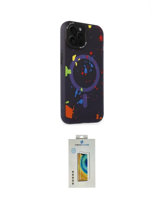ieg™ iPhone 14 Pro Kılıf Kozmos Doku - Siyah Polymer Nano Ekran Koruyucu