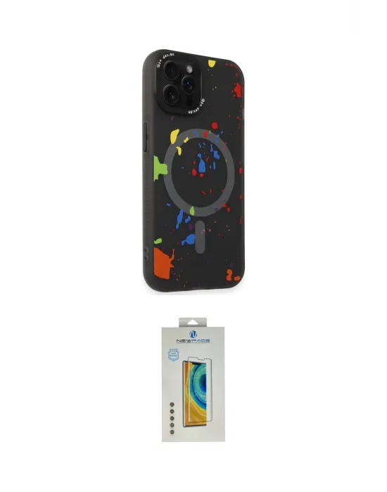 ieg™ iPhone 14 Pro Kılıf Kozmos Doku - Siyah Polymer Nano Ekran Koruyucu
