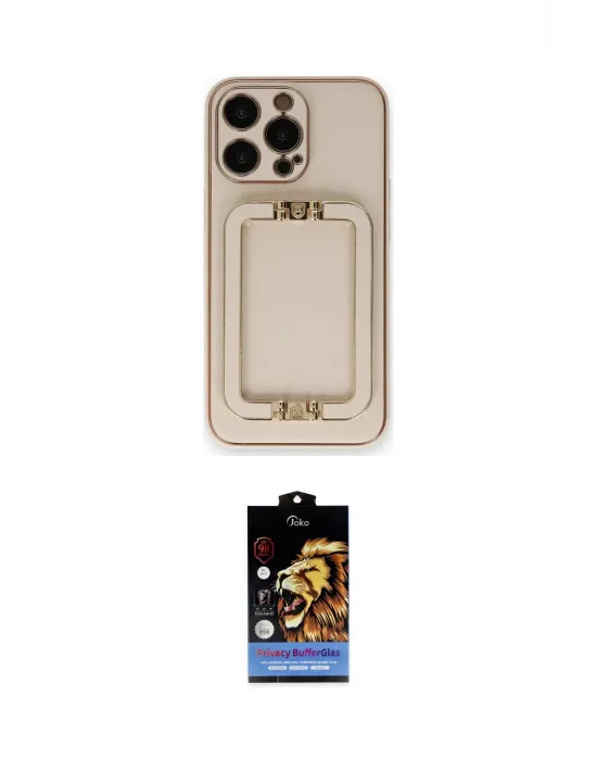 ieg™ iPhone 14 Pro Kılıf Kozmos Minimal Prime - Siyah Buffer Hayalet Cam Ekran Koruyucu