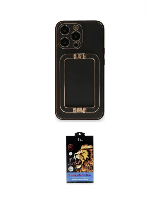 ieg™ iPhone 14 Pro Kılıf Kozmos Minimal Prime - Siyah Buffer Hayalet Cam Ekran Koruyucu