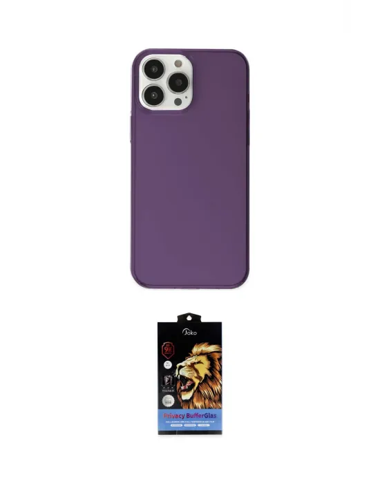 ieg™ iPhone 14 Pro Kılıf Kutup Doku Koleksiyonu - Siyah Buffer Hayalet Cam Ekran Koruyucu