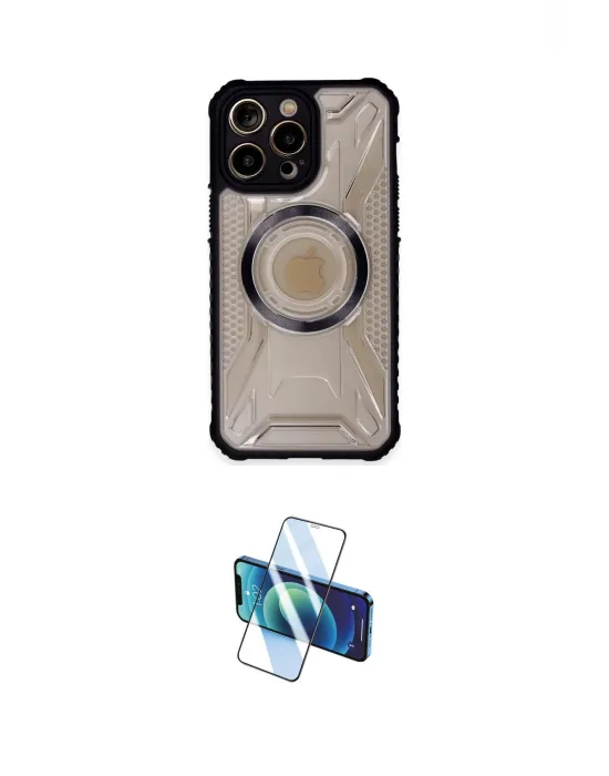 ieg™ iPhone 14 Pro Kılıf Kutup Modern - Siyah 3D Antistatik Cam Ekran Koruyucu