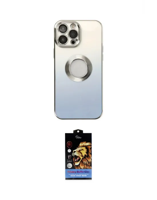 ieg™ iPhone 14 Pro Kılıf Kutup Yansıma Özel Seri - Siyah Buffer Hayalet Cam Ekran Koruyucu