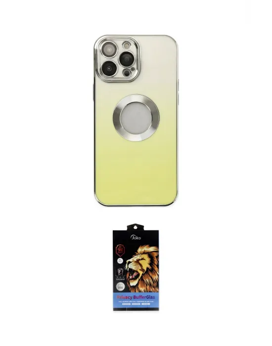 ieg™ iPhone 14 Pro Kılıf Kutup Yansıma Özel Seri - Siyah Buffer Hayalet Cam Ekran Koruyucu