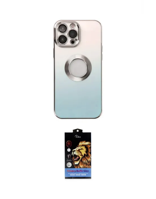 ieg™ iPhone 14 Pro Kılıf Kutup Yansıma Özel Seri - Siyah Buffer Hayalet Cam Ekran Koruyucu