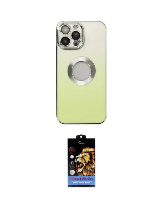 ieg™ iPhone 14 Pro Kılıf Kutup Yansıma Özel Seri - Siyah Buffer Hayalet Cam Ekran Koruyucu