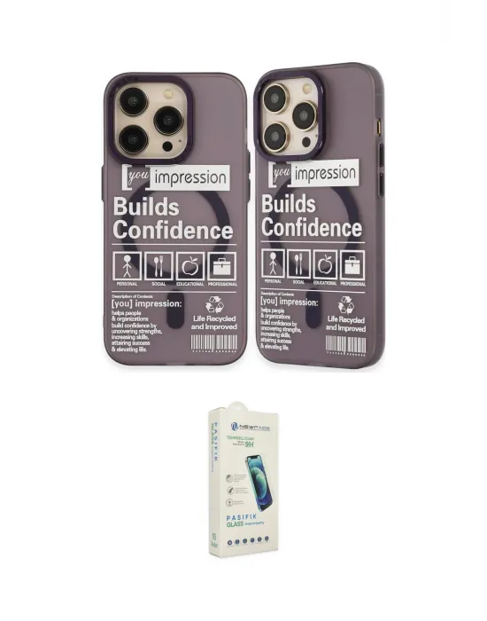 ieg™ iPhone 14 Pro Kılıf Nova Doku Koleksiyonu - Şeffaf Pasifik Cam Ekran Koruyucu