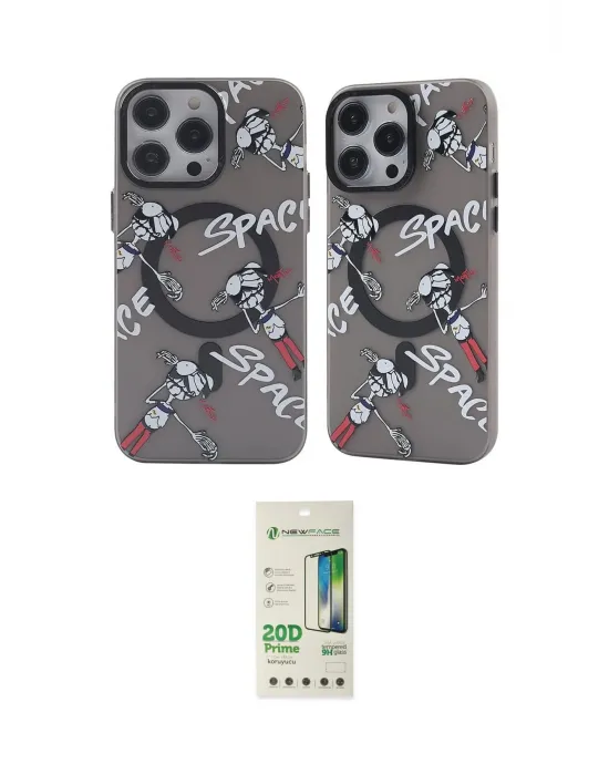 ieg™ iPhone 14 Pro Kılıf Nova Doku Koleksiyonu - Siyah 20D Premium Cam Ekran Koruyucu