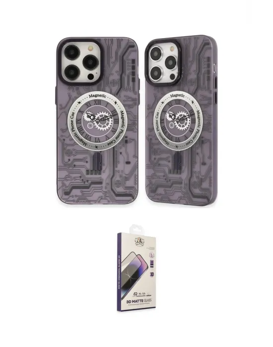 ieg™ iPhone 14 Pro Kılıf Nova Doku Koleksiyonu - Siyah Bilvis 3D Mat Cam Ekran Koruyucu