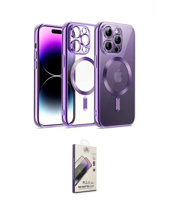 ieg™ iPhone 14 Pro Kılıf Nova Işık Özel Seri - Siyah Bilvis 3D Mat Cam Ekran Koruyucu