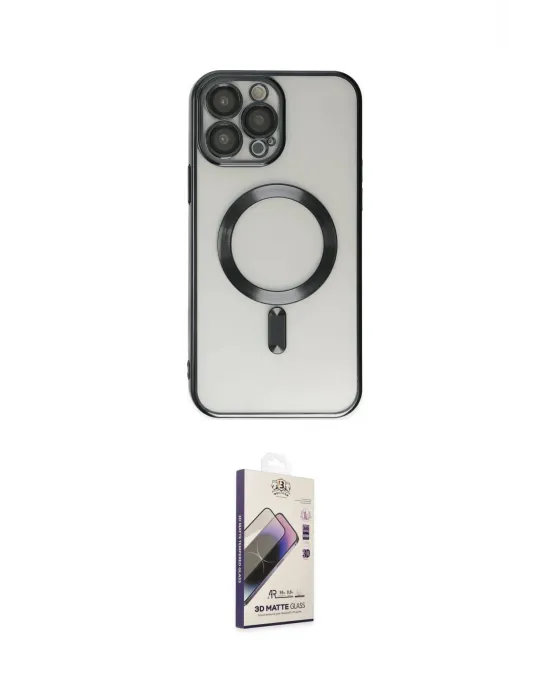 ieg™ iPhone 14 Pro Kılıf Nova Işık Özel Seri - Siyah Bilvis 3D Mat Cam Ekran Koruyucu
