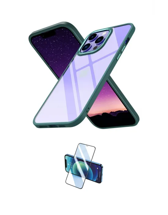 ieg™ iPhone 14 Pro Kılıf Nova Işık Serisi - Siyah 3D Antistatik Cam Ekran Koruyucu
